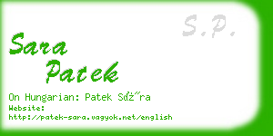 sara patek business card